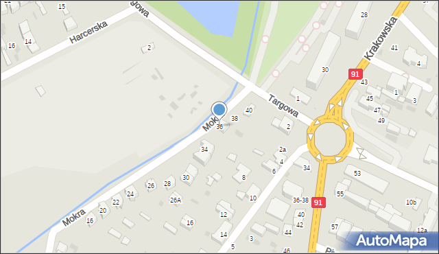 Radomsko, Mokra, 36, mapa Radomsko