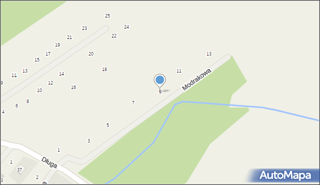 Radzewice, Modrakowa, 9, mapa Radzewice