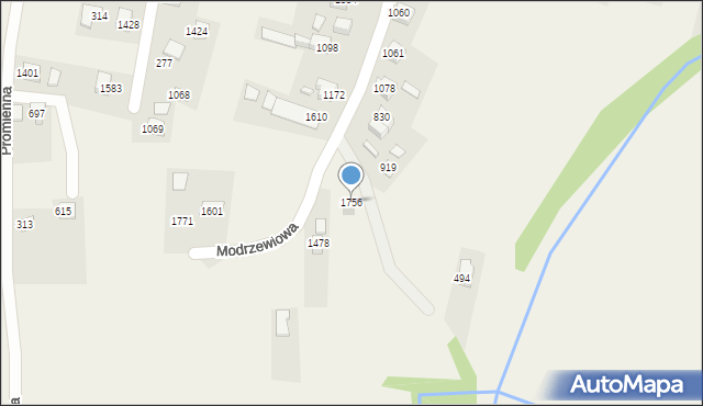 Radziechowy, Modrzewiowa, 1756, mapa Radziechowy