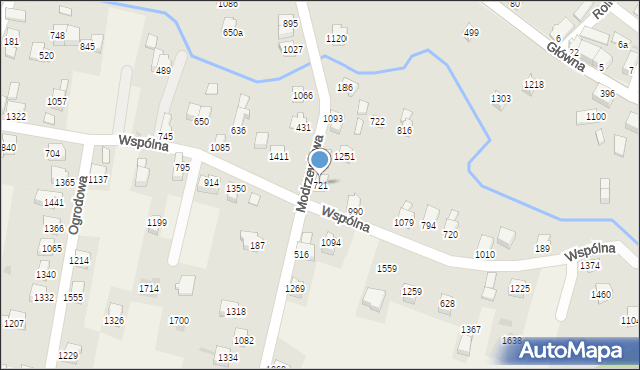 Radziechowy, Modrzewiowa, 721, mapa Radziechowy