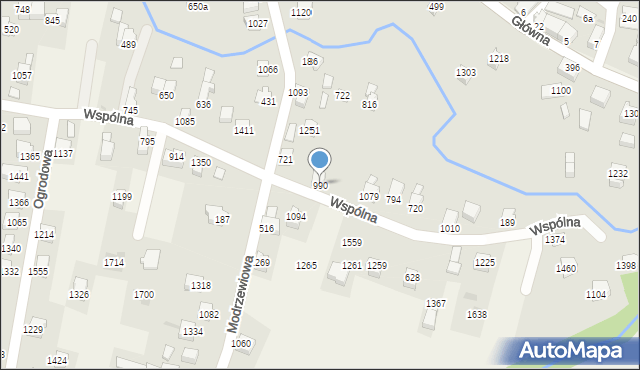 Radziechowy, Modrzewiowa, 990, mapa Radziechowy