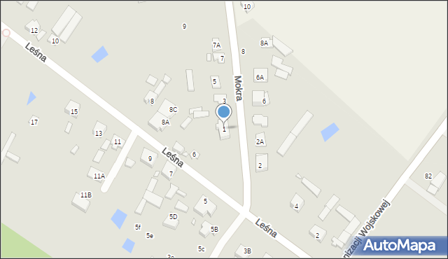 Radzymin, Mokra, 1, mapa Radzymin