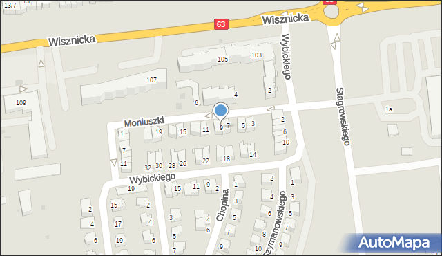 Radzyń Podlaski, Moniuszki Stanisława, 9, mapa Radzyń Podlaski