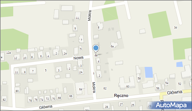 Ręczno, Mokra, 4a, mapa Ręczno
