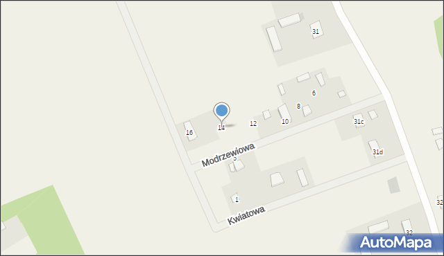 Regiel, Modrzewiowa, 14, mapa Regiel