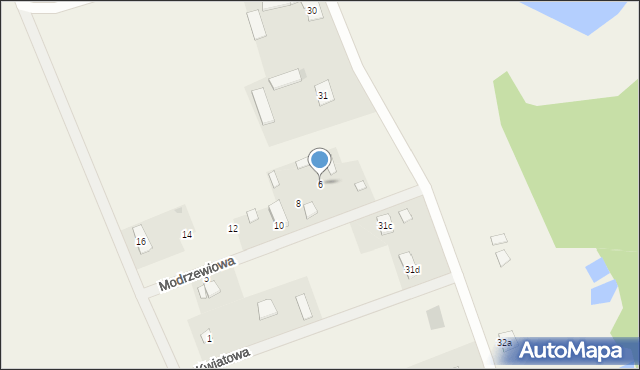 Regiel, Modrzewiowa, 6, mapa Regiel