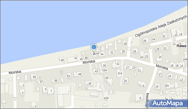 Rewa, Morska, 36, mapa Rewa