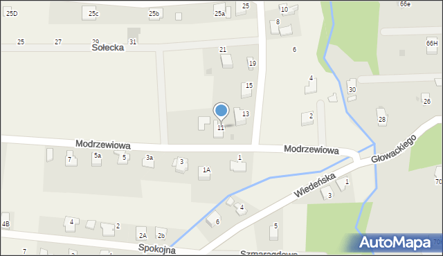 Roczyny, Modrzewiowa, 11, mapa Roczyny