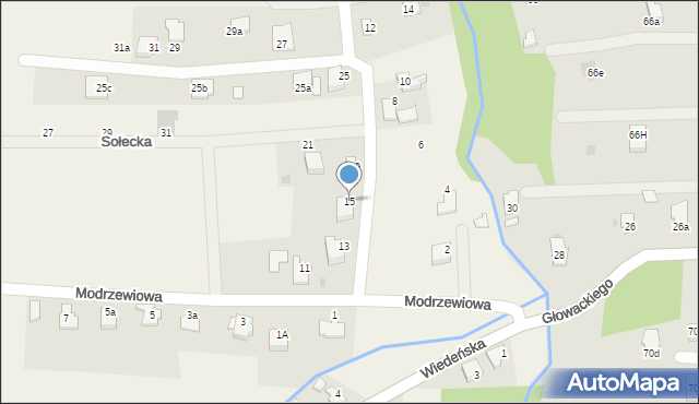 Roczyny, Modrzewiowa, 15, mapa Roczyny