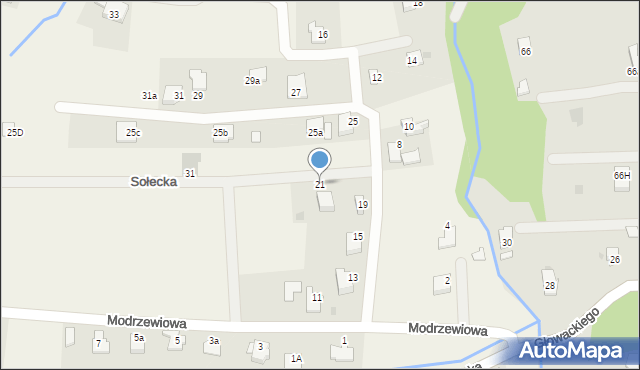 Roczyny, Modrzewiowa, 21, mapa Roczyny