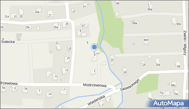 Roczyny, Modrzewiowa, 4, mapa Roczyny