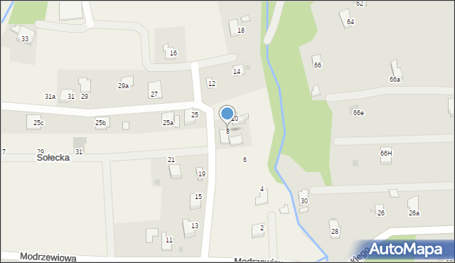 Roczyny, Modrzewiowa, 8, mapa Roczyny