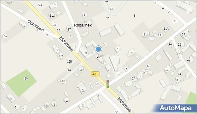 Rogalinek, Mostowa, 41, mapa Rogalinek