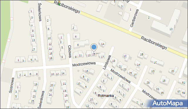 Rotmanka, Modrzewiowa, 15, mapa Rotmanka