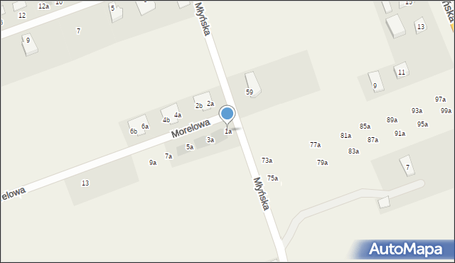 Różyny, Morelowa, 1a, mapa Różyny
