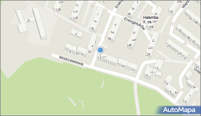 Ruda Śląska, Modrzewiowa, 1, mapa Rudy Śląskiej