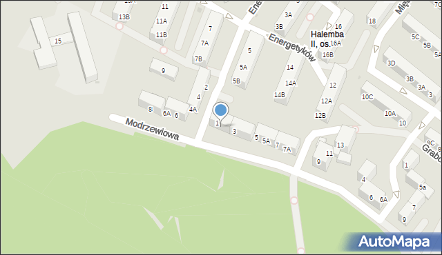 Ruda Śląska, Modrzewiowa, 1A, mapa Rudy Śląskiej