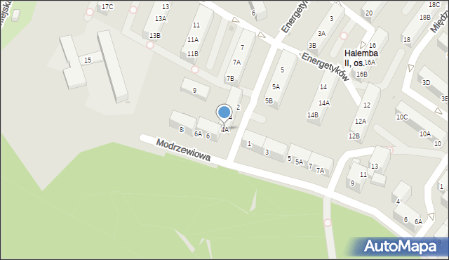 Ruda Śląska, Modrzewiowa, 4A, mapa Rudy Śląskiej