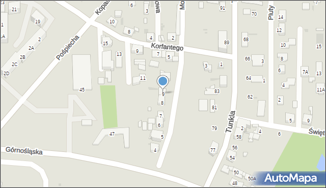 Ruda Śląska, Moniuszki Stanisława, 9, mapa Rudy Śląskiej