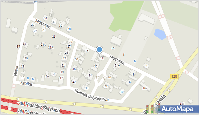 Ruda Śląska, Mostowa, 13, mapa Rudy Śląskiej