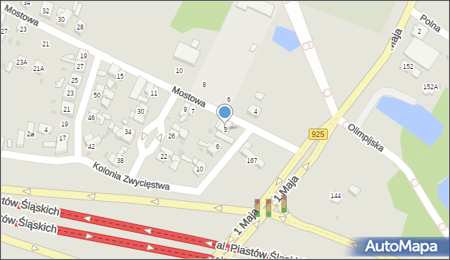 Ruda Śląska, Mostowa, 3, mapa Rudy Śląskiej