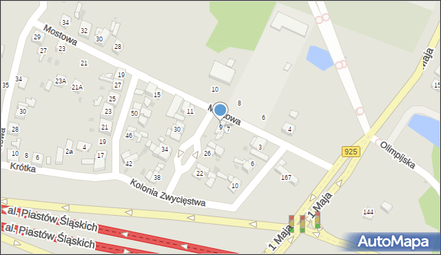 Ruda Śląska, Mostowa, 9, mapa Rudy Śląskiej