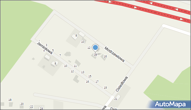 Rudna Mała, Modrzewiowa, 14, mapa Rudna Mała