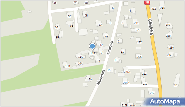 Rybnik, Morwowa, 14B, mapa Rybnika