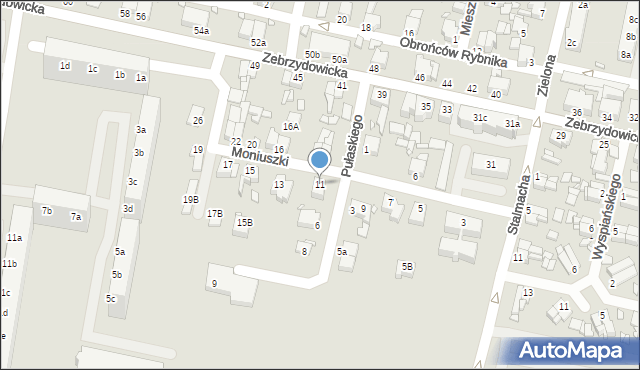 Rybnik, Moniuszki Stanisława, 11, mapa Rybnika