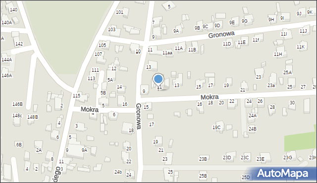Rybnik, Mokra, 11a, mapa Rybnika