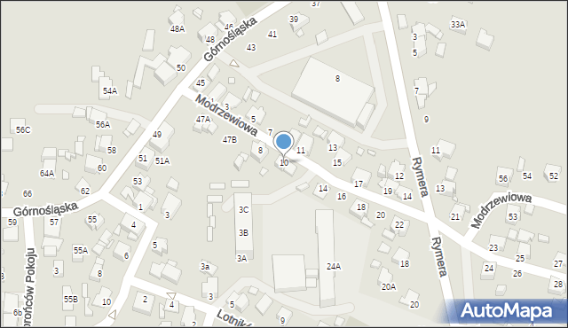 Rybnik, Modrzewiowa, 10, mapa Rybnika