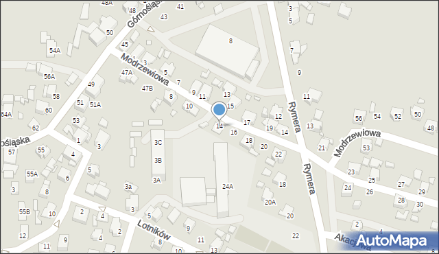 Rybnik, Modrzewiowa, 14, mapa Rybnika