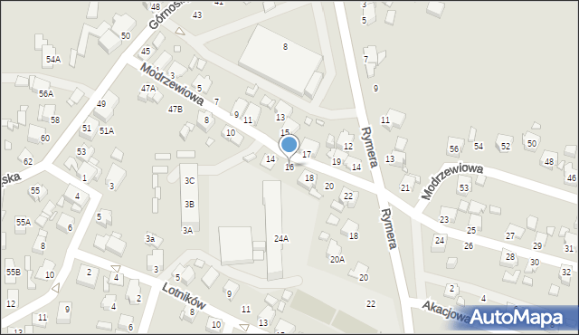 Rybnik, Modrzewiowa, 16, mapa Rybnika