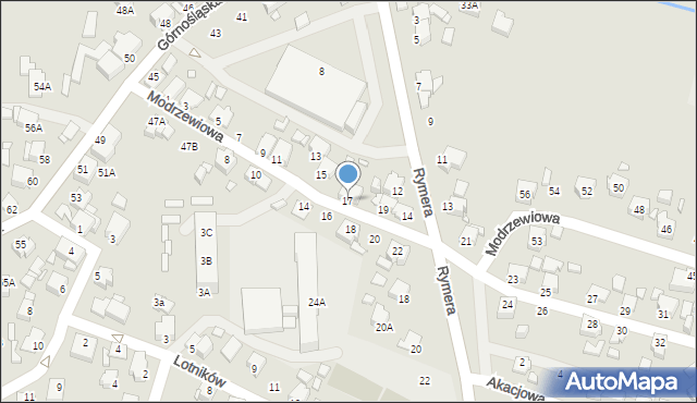 Rybnik, Modrzewiowa, 17, mapa Rybnika