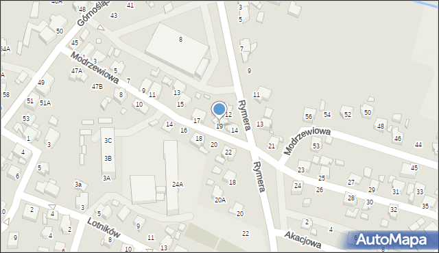Rybnik, Modrzewiowa, 19, mapa Rybnika