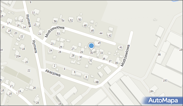 Rybnik, Modrzewiowa, 31, mapa Rybnika