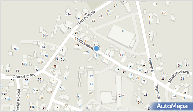 Rybnik, Modrzewiowa, 8, mapa Rybnika