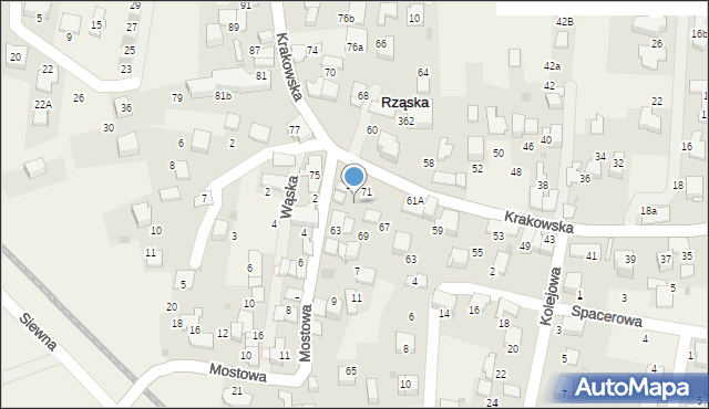 Rząska, Mostowa, 3, mapa Rząska