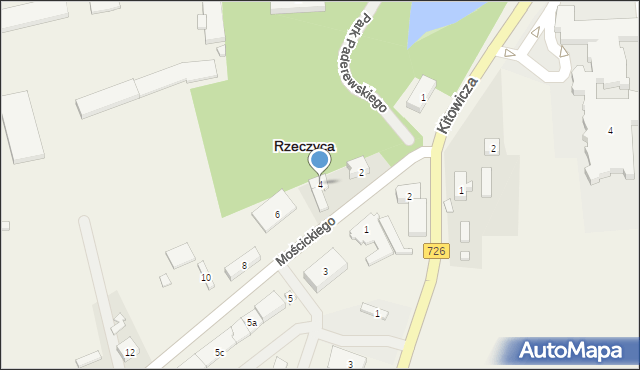 Rzeczyca, Mościckiego Ignacego, prezydenta, 4, mapa Rzeczyca