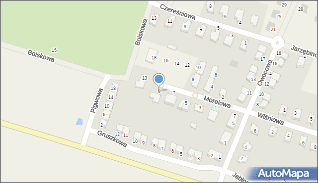 Sadków, Morelowa, 9, mapa Sadków