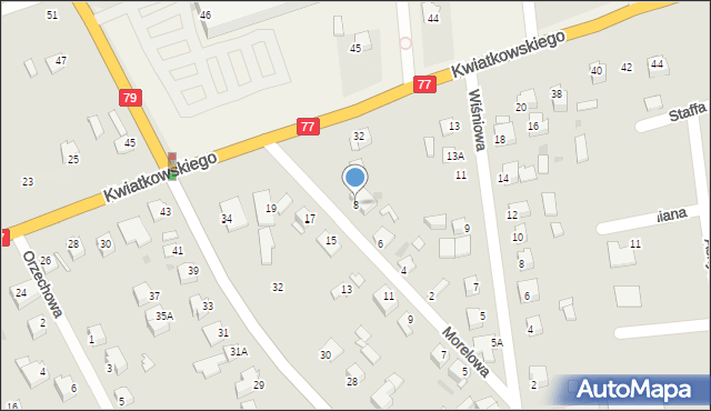 Sandomierz, Morelowa, 8, mapa Sandomierza