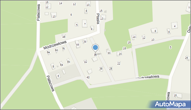 Sasino, Modrzewiowa, 36, mapa Sasino