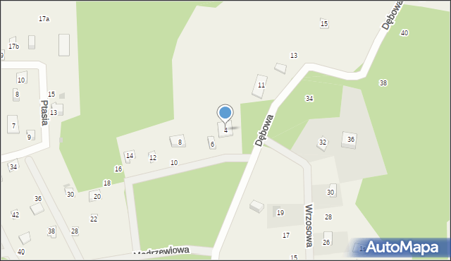 Sasino, Modrzewiowa, 4, mapa Sasino