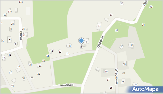 Sasino, Modrzewiowa, 6, mapa Sasino