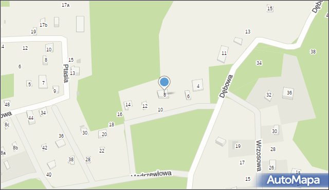 Sasino, Modrzewiowa, 8, mapa Sasino