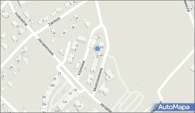 Siechnice, Modrzewiowa, 11, mapa Siechnice