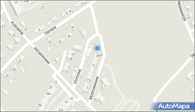 Siechnice, Modrzewiowa, 19, mapa Siechnice