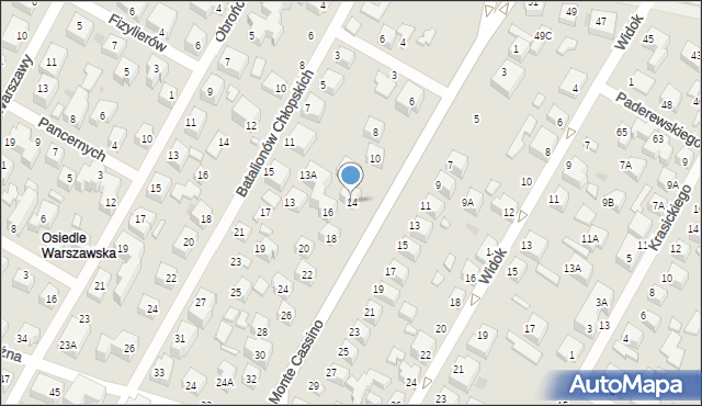 Siedlce, Monte Cassino, 14, mapa Siedlce