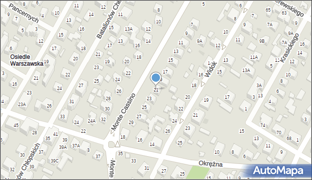 Siedlce, Monte Cassino, 21, mapa Siedlce