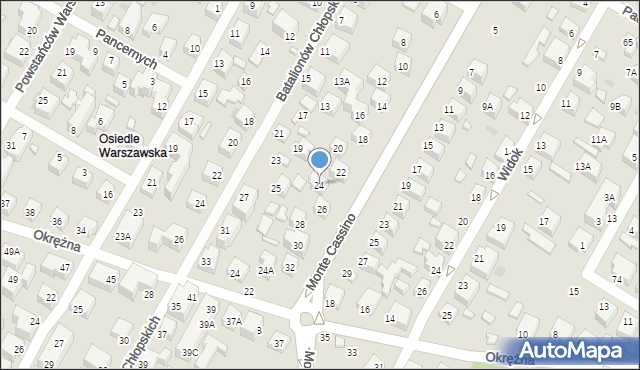 Siedlce, Monte Cassino, 24, mapa Siedlce